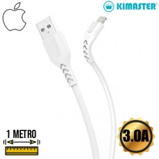 Cabo USB Lightning Emborrachado Flexível 3.0A 1m Kimaster - CB702X Branco